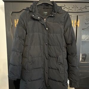 J Crew Belted Puffer Jacket with Hood Meduim